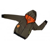 Куртка дитяча з капюшоном Soft-Shell тепла колір Олива зі світловідбиваючою смужкою
