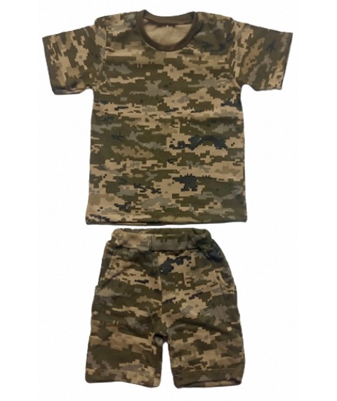 Children's set T-shirt and shorts with pockets camouflage Pixel 116 cm
