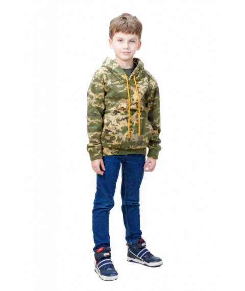 Children's fleece hoodie ARMY KIDS camouflage Pixel