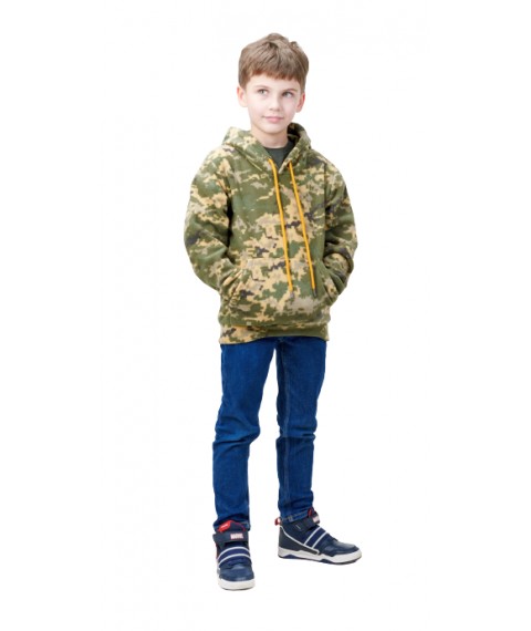 Children's fleece hoodie ARMY KIDS camouflage Pixel