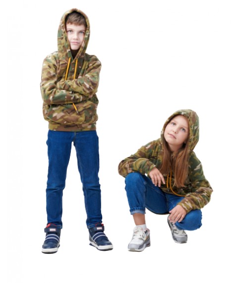 Children's fleece hoodie ARMY KIDS camouflage Multicam