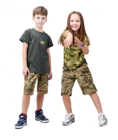 Children's shorts camouflage Pixel 128-134