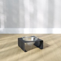 Підставка на одну скляну миску для котів та собак Glass Bar Bend M 350мл 7см чорна