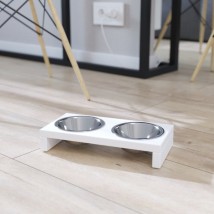 Підставка з мисками для котів та собак Food Simple Bar Dual S 240мл 5см біла
