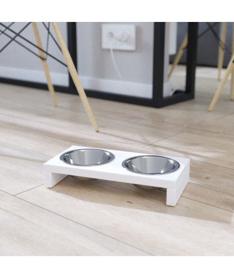 Підставка з мисками для котів та собак Food Simple Bar Dual S 240мл 5см біла
