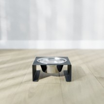 Підставка на одну нержавіючу миску для котів та собак Steel Bar Bend M 350мл 7см чорна