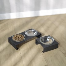 Підставка на одну скляну миску для котів та собак Glass Bar Bend S 240мл 5см чорна