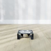Підставка на одну нержавіючу миску для котів та собак Steel Bar Bend S 240мл 5см чорна