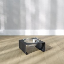 Підставка на одну скляну миску для котів та собак Glass Bar Bend M 350мл 7см чорна