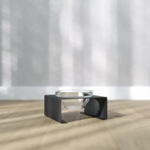 Підставка на одну скляну миску для котів та собак Glass Bar Bend M 350мл 7см чорна