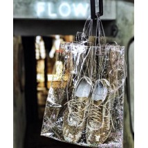 Transparent bag with shimmering glitter