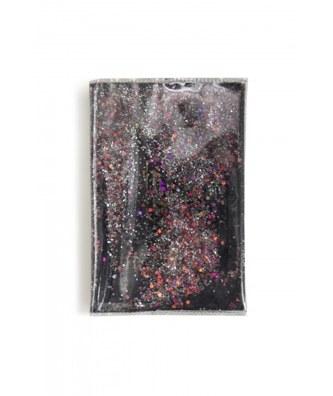 Passport cover with red black fragments