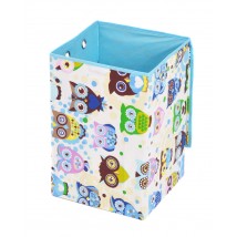 Ящик для зберігання іграшок, 35*35*55 см, (бавовна), Сові з синім ( з кришкою )