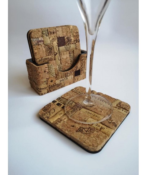 Set of square decorative coasters handmade, for alcohol and hot items.