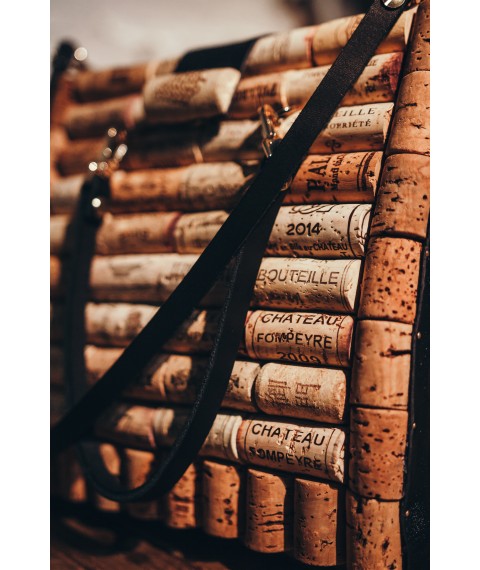 Handmade wine cork and genuine leather bag.