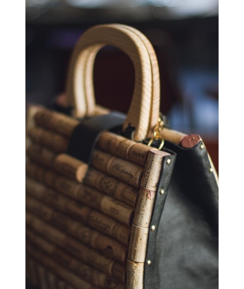 Wine cork and leather bag.
