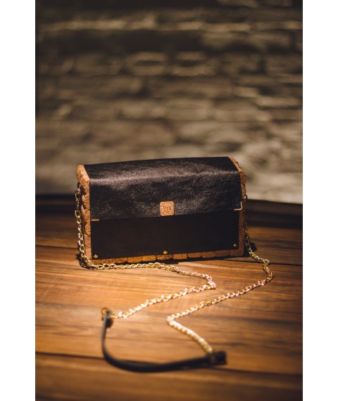 Stylish, designer handmade clutch bag made of cork and leather.