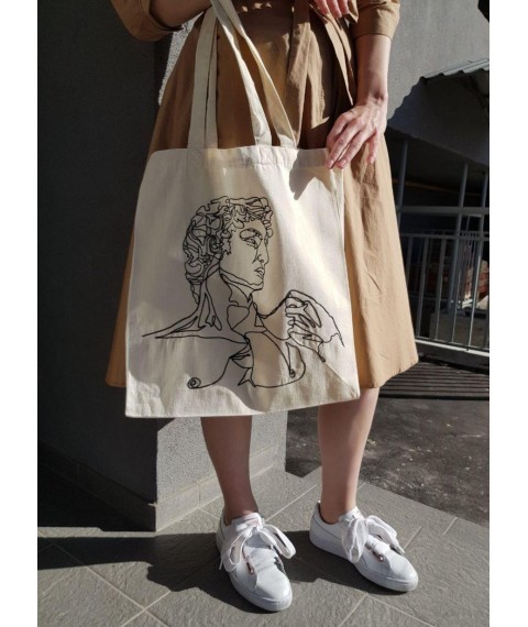 eco bag & quot; David & quot; with handmade embroidery