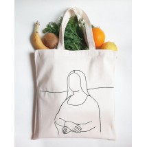 cotton shopper &quot;Monalisa&quot; with handmade embroidery