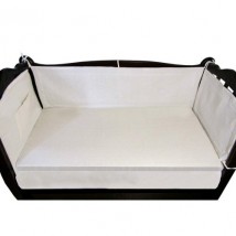 Защитный льняной бортик в кроватку (ткань хлопок) размер 60х120х40 см., кремовый
