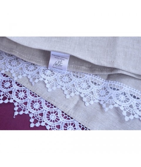 Linen towel with lace 50x70 cm, gray