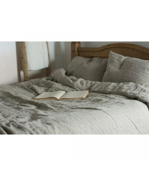 Double bed linen set, half linen, 175x215, gray