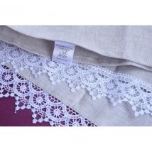 Linen towel with lace 50x70 cm, gray
