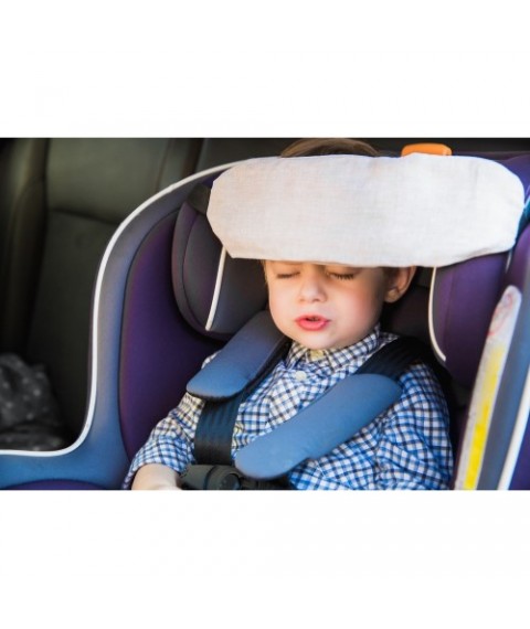 Linen headband for sleeping in a car seat, Gray