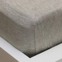 Fitted sheet (half linen) 60x120x20 cm, gray
