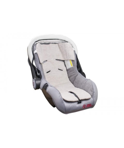 Linen cape for a child car seat of group 0+, gray