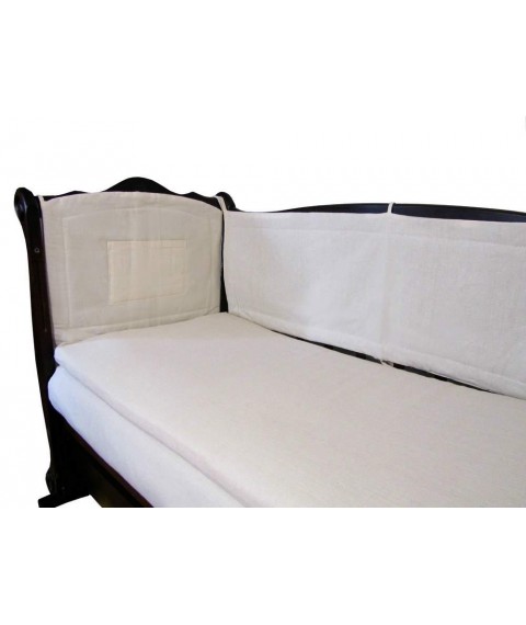 Protective linen border for crib 60x120x40 cm, cream