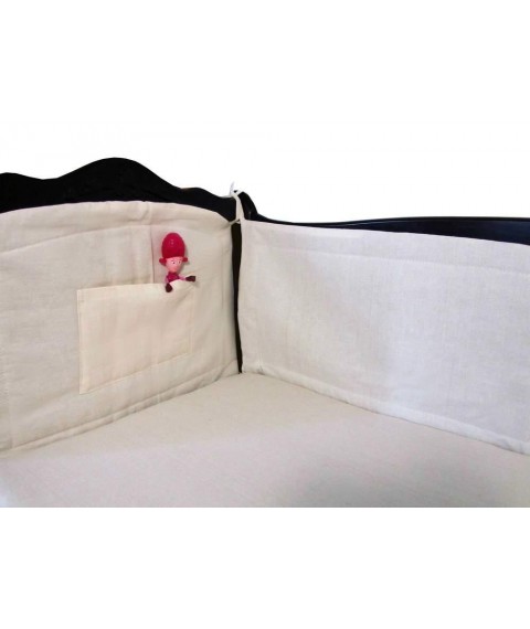 Protective linen side for the bed (cotton fabric) size 60x120x40 cm, cream