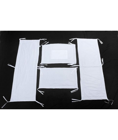 Protective linen border for crib 60x120x40 cm, cream
