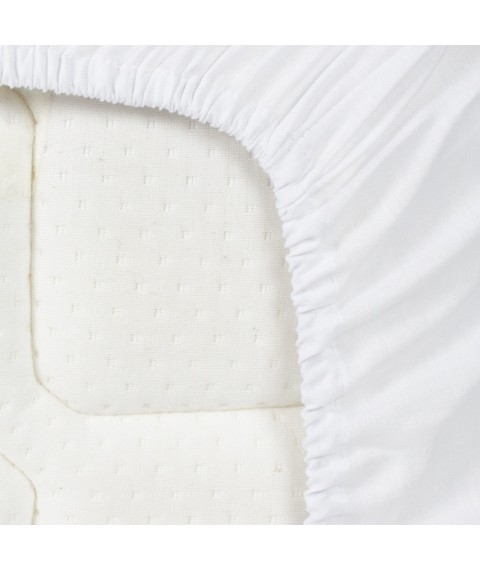 Простынь на резинке ЛинТекс 160х190х20 льняная Белая