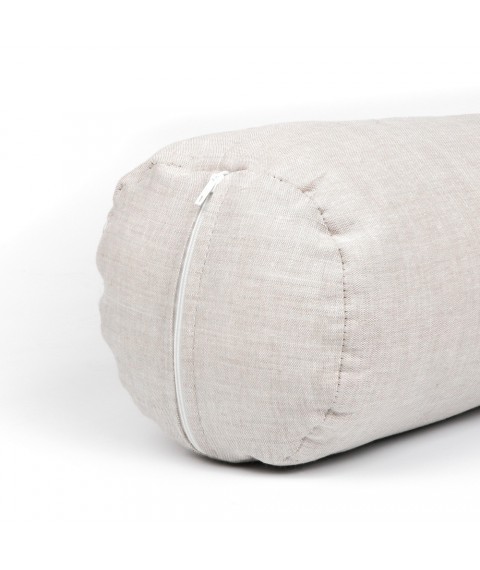 Льняная наволочка на подушку- валик размер 15х50 см., Серая