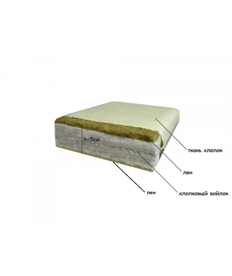 Матрас льняной в кроватку (ткань хлопок) размер 60х120х5 см., кремовый