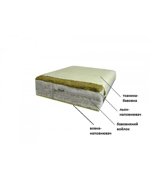 Матрас Футон Lintex (зима/лето) 180х200х5 см., ткань хлопок,кремовый