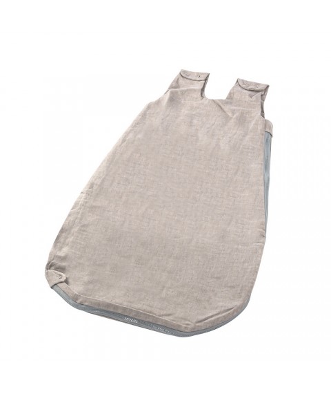 Детский льняной спальный мешок , серый