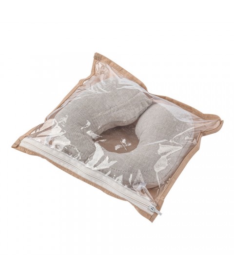 Children's travel pillow with linen 20x20 cm, gray