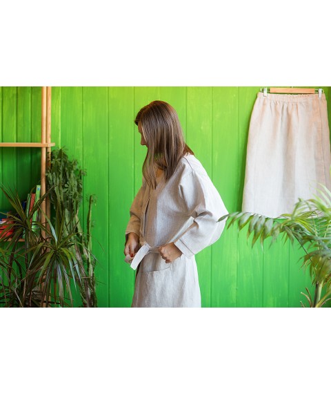 Robe for bath and sauna XL (50-52) Gray, half-linen