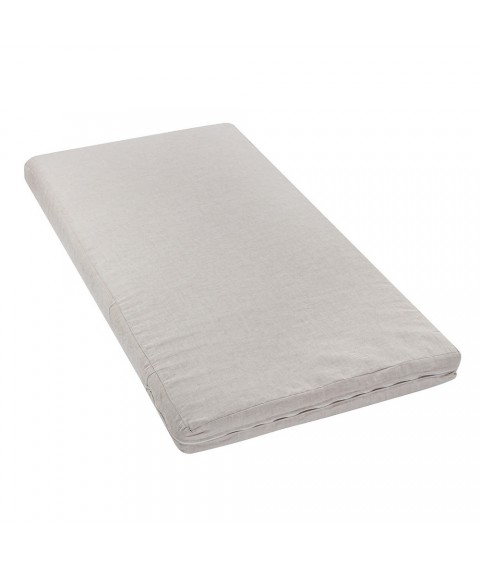Crib mattress (linen fabric) size 70x140x7 cm, gray