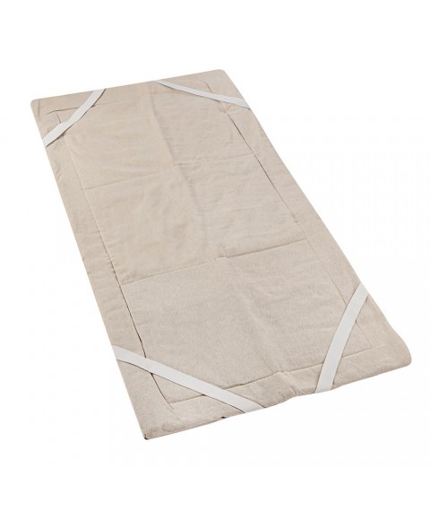 Linen mattress topper (cotton fabric) size 140x190 cm, cream