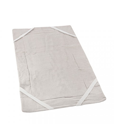 Linen mattress topper (linen fabric) size 80x190 cm, gray