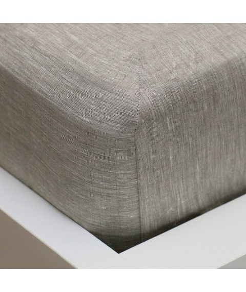Fitted sheet half-linen 110x190x20 cm, gray