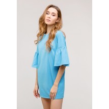 Blue dress with ruffles on the sleeves