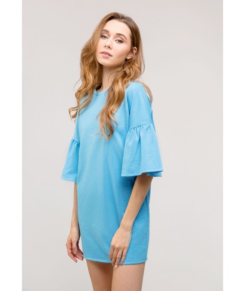 Blue dress with ruffles on the sleeves