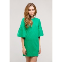 Green dress with ruffles on the sleeves