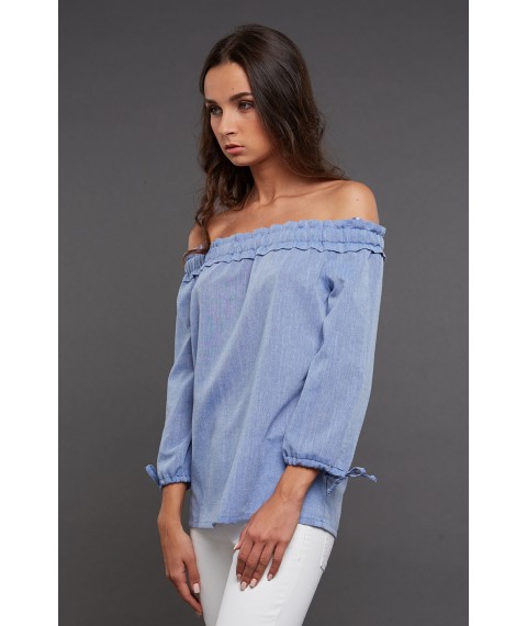Light blue off shoulder blouse