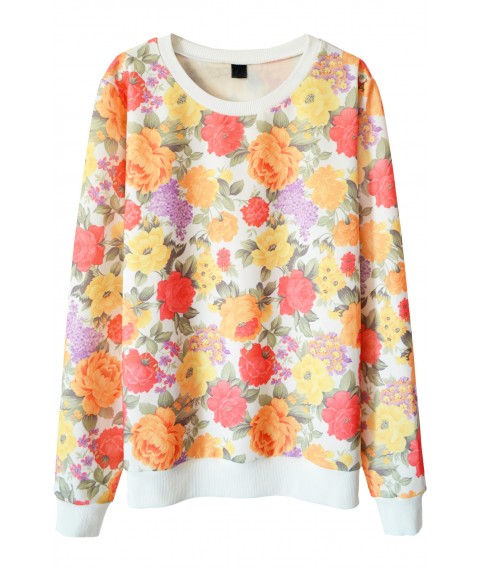 Light-colored sweatshirt with a floral pattern (no fleece)