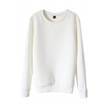 Weißes strukturiertes Sweatshirt (kein Vlies)